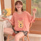 Pajamas Women Summer Cotton Thin Short Sleeve Shorts Sweet Look Two-Piece Sets Casual Outdoor Loungewear Sleepwear