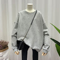 IMG 107 of Women Sweatshirt Loose Korean Tops Long Sleeved Solid Colored Trendy Hong Kong Lazy Outerwear