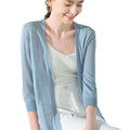 Img 5 - Summer Women Flaxen Tops Silk Thin Knitted Cardigan Mid-Length Sunscreen
