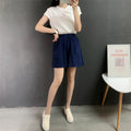 Img 8 - Cotton Blend Women Summer Korean Loose Slim-Look High Waist Outdoor Student Beach Sporty Plus Size Wide Leg Pants Shorts