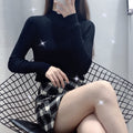 IMG 105 of Sweater Women Half-Height Collar Silver Knitted Undershirt Elegant Lazy Pullover Outerwear