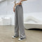 Img 3 - Ice Silk Wide Leg Pants Women Summer High Waist Thin Drape Loose Floor Length Casual Straight Long