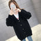 Korean Puff Sleeves V-Neck Sweater Cardigan Women Loose Lazy Solid Colored Outerwear