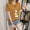 Women Summer Short Sleeve T-Shirt Korean Cartoon Round-Neck Printed Matching Tops T-Shirt