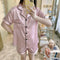 Korean ins Summer Thin Solid Colored Lapel Cardigan Women Pajamas Shorts Sets Outdoor Sleepwear