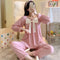 insPopular Streaming Solid Colored Pajamas Women Princess Long Sleeved Outdoor Loungewear Sleepwear