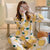 ins Lapel Pajamas Women Cardigan Sleeve Length Pants Korean Loungewear Two-Piece Sets Sleepwear