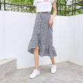 Img 18 - Summer Korean College Spliced Chequered Flare Women Mid-Length A-Line Skirt
