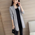 Img 4 - Korean All-Matching Loose Pocket Mid-Length Knitted Cardigan Sweater Women Long Sleeved Tops
