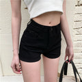 IMG 112 of Black Pants Summer Korean High Waist Denim Pants Women Slim Look Tall Look Fitted Straight Shorts