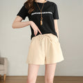 Img 1 - Thin Outdoor Casual Cotton Blend Women Pants Loose Track Shorts High Waist Straight Plus Size Slim Look Harem