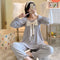 insPopular Streaming Solid Colored Pajamas Women Princess Long Sleeved Outdoor Loungewear Sleepwear