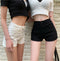 IMG 103 of Black Pants Summer Korean High Waist Denim Pants Women Slim Look Tall Look Fitted Straight Shorts