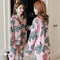 ins Lapel Pajamas Women Cardigan Sleeve Length Pants Korean Loungewear Two-Piece Sets Sleepwear