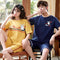 Couple Pajamas Summer Short Sleeve Cotton Thin Plus Size Loose Men Women Sets Cartoon Loungewear Sleepwear