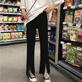 Img 5 - Summer High Waist Black Splitted Suits Floor Length Pants Women Drape Loose Straight Casual Wide Leg Long