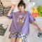 Pajamas Women Summer Short Sleeve Korean Student Thin Plus Size Adorable Cartoon Outdoor Loungewear Sets Sleepwear