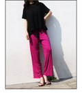 IMG 112 of Loungewear Women Modal Two-Piece Sets Outdoor Loose Casual T-Shirt Wide Leg Pants Popular Color-Matching Pants