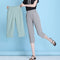 Img 5 - Three Quarter Ankle-Length Pants Women Summer Thin Black Splitted Loose Casual Korean Pencil