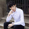 Summer Black Shirt Men Youth Korean Slim Look Solid Colored Business Trendy Men Shirt