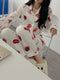 Japanese Cartoon Pajamas Women Long Sleeved Cardigan Lapel Korean Adorable Student Loungewear Sets Sleepwear