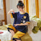 Pajamas Women Summer Short Sleeve Cropped Pants Sets INS Women Cartoon Popular Trendy Loungewear Sleepwear