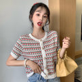 Img 1 - Hong Kong Vintage Short Cardigan Sleeve Round-Neck Sweater Women Summer insTops