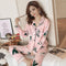 Popular Streaming Pajamas Women Lapel Cotton Long Sleeved Trendy Western Cardigan Loungewear Sets Sleepwear