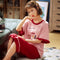 Pajamas Women Summer Short Sleeve Cropped Pants Sets INS Women Cartoon Popular Trendy Loungewear Sleepwear