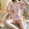 Pajamas Women Summer Short Sleeve Shorts Cartoon Casual Outdoor Round-Neck Loungewear Sets Sleepwear