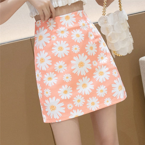 IMG 118 of Daisy Skirt Summer French Elegant High Waist Slim Look A-Line Hip Flattering Floral Women Skirt