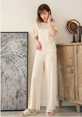 Img 8 - Ice Silk Loose Plus Size Breathable Casual Wide Leg Pants Loungewear Home Outdoor Trendy Sets