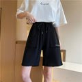 IMG 134 of Summer High Waist Slim Look Casual Pants Women Bermuda Shorts Loose Drawstring White ins Shorts