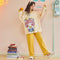 Cartoon Pajamas Women Long Sleeved Casual Cotton Loose Thin Plus Size INS Two-Piece Sets Loungewear Sleepwear