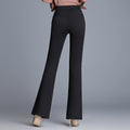 Img 4 - High Waist Flare Long Pants Drape Leg Women Slim Look Suits Stretchable Casual