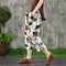 Img 4 - Summer Vintage Chiffon Three Quarter Casual Pants Women Loose Printed Straight Wide-legged