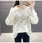 IMG 138 of Women See Through Knitted Sweater Tops Thin Loose Long Sleeved Outerwear