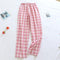 Couple Chequered Pajamas Pants Japanese Summer Thin Women Cotton Plus Size Loose Home Sleepwear