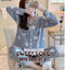 Korea Korean INS Chequered Pajamas Women Sleeve Length Pants Cardigan Adorable Cartoon Sets Loungewear Sleepwear