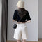 Img 4 - Free Belt Cotton Suits Shorts Women Summer Korean Wide Leg Pants Loose Slim Look All-Matching Bermuda