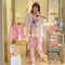 Pajamas Three-Piece Women Summer Sets Loose Short Sleeve Shorts Long Pants Plus Size Cartoon Korean Loungewear Sleepwear