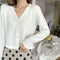IMG 133 of chicShort Sweater Thin Solid Colored Bare Belly Tops Women Trendy Cardigan Outerwear