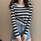 IMG 106 of Elegant Tops Long Sleeved Korean Women All-Matching Striped Knitted Undershirt T-Shirt Short Outerwear