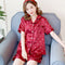 Pajamas Women Summer Silk Thin Short Sleeve Gold Printed Adorable Loungewear Sets Sleepwear