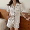 Silk Pajamas Women Summer Plus Size XLPlus  Cardigan Short Sleeve Loungewear Sleepwear