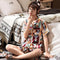 insStreaming Popular Cardigan Silk Pajamas Women Summer Short Sleeve Shorts Casual Two-Piece Sets Replica Loungewear Sleepwear