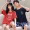 Couple Pajamas Summer Short Sleeve Cotton Thin Plus Size Loose Men Women Sets Cartoon Loungewear Sleepwear