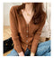 IMG 130 of Undershirt V-Neck Cardigan Short Matching Sweater Women Loose Long Sleeved Knitted Thin Outerwear
