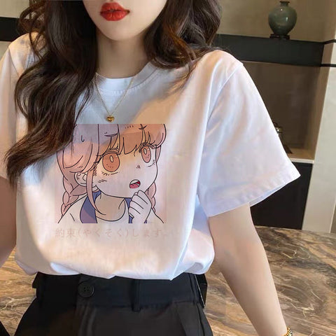 Img 4 - Summer Loose Short Sleeve Women T-Shirt Trendy Korean Student Girlfriends
