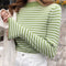 Img 3 - Half-Height Collar Striped Sweater Women Loose Pullover All-Matching Korean Undershirt Tops